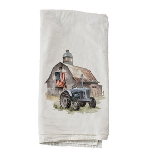 American Flag Barn Tractor Towel